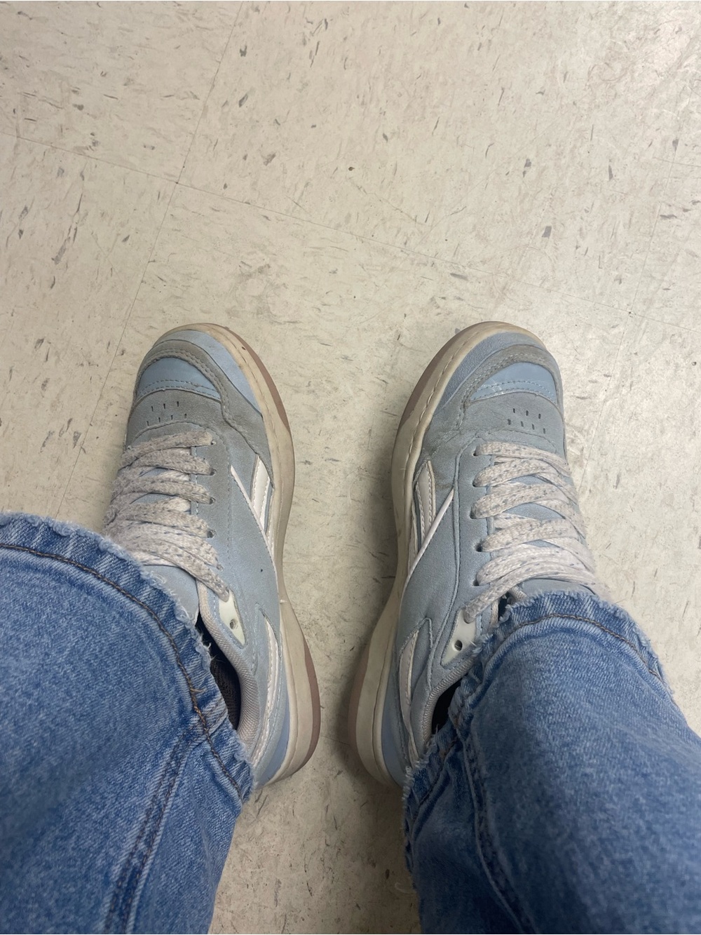 Women’s well loved Reebok Light Blue and Cream Sneakers